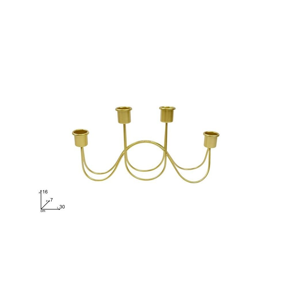 PORTACANDELE  METALLO ORO 4 POSTI 30X16CM